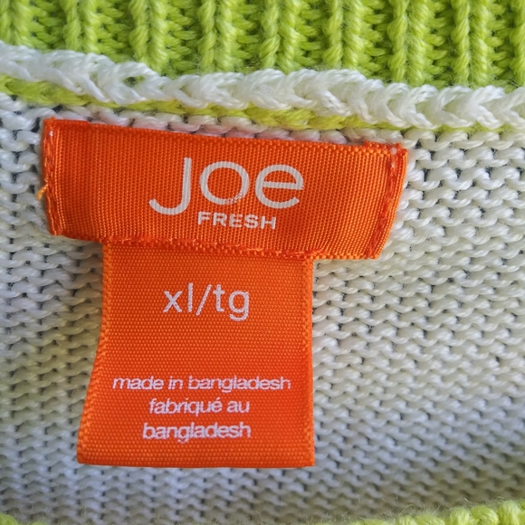 Joe Fresh Women's Size XL Green Ivory Striped Sweater B Tote - Picture 3 of 6